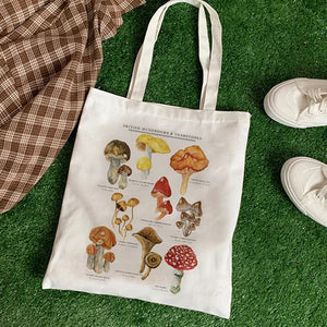Fruit Print Floral Canvas Tote Bag Women's Shoulder Bag