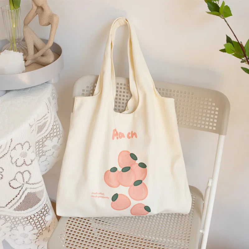 Fruit Printing Canvas Bag Female Shoulder Large Capacity Handbag