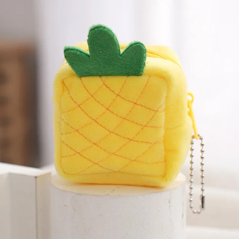 Fruit Style Coin Purse Plush Zipper Pendant Avocado Strawberry Coin Pouch