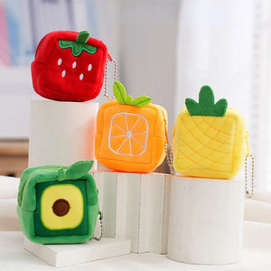 Fruit Style Coin Purse Plush Zipper Pendant Avocado Strawberry Coin Pouch