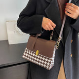 Vintage Houndstooth Women's Bag Crossbody Handbags