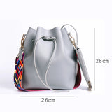 Women Bucket Bag PU Leather Messenger Handbag