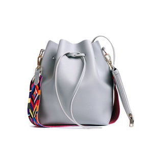 Women Bucket Bag PU Leather Messenger Handbag
