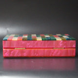 Fuchsia Striped Acrylic Box Clutch Evening Party Shoulder Purse
