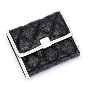 Short Cow Leather Wallet Women's Lingge Style