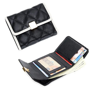 Short Cow Leather Wallet Women's Lingge Style