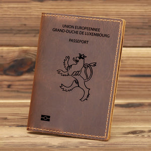 Luxemburg Passport Cover Cowhide Leather Holder Travel Wallet