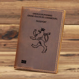 Luxemburg Passport Cover Cowhide Leather Holder Travel Wallet