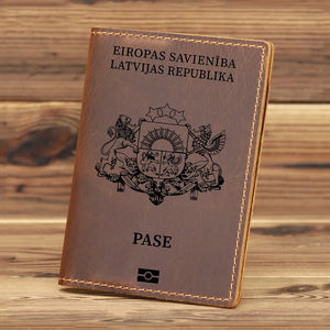 Latvia Passport Cover Cowhide Leather Holder Travel Accessories