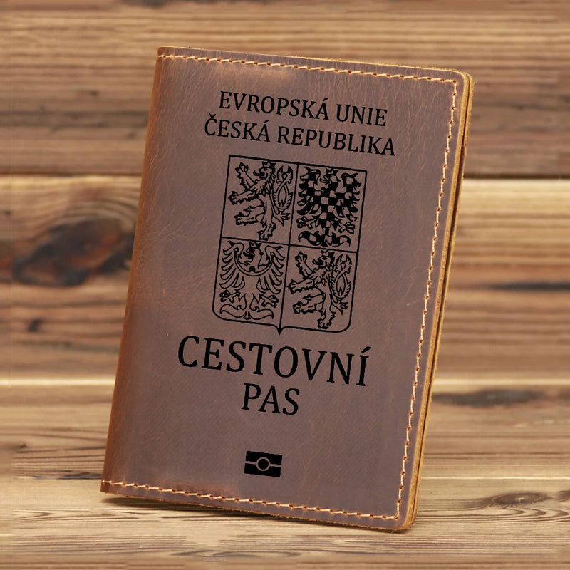 Leather Czech Republic Passport Cover Prague Passport Holder
