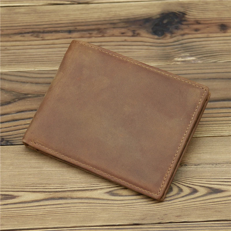 Men's Full Grain Leather Short Wallet Big Capacity 8062