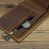 Men's Full Grain Leather Short Wallet Big Capacity 8062