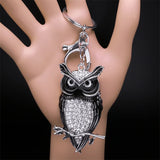 Rhinestone Owl Keychain Silver Animal Key Ring Jewelry Gift