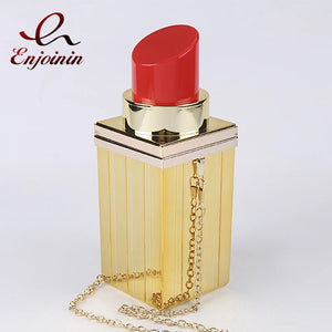 Acrylic Lipstick Chain Shoulder Bag for Women Funky Purses Handbags