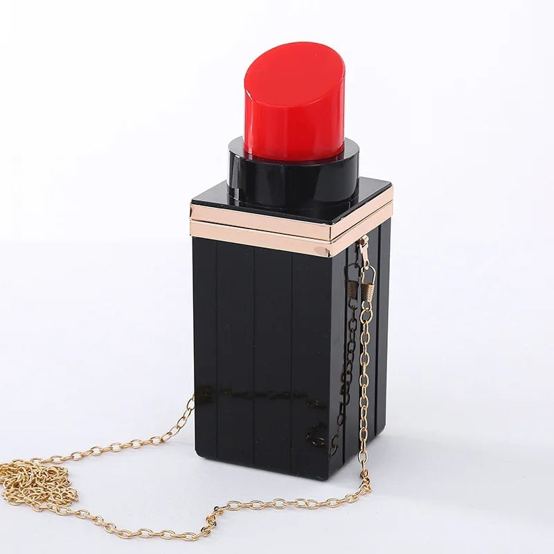 Acrylic Lipstick Chain Shoulder Bag for Women Funky Purses Handbags