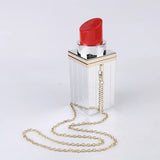 Acrylic Lipstick Chain Shoulder Bag for Women Funky Purses Handbags
