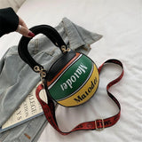 Basketball Shape Female Tote Bag Handbag Round PU Shoulder Messenger Bag