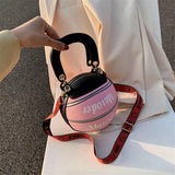 Basketball Shape Female Tote Bag Handbag Round PU Shoulder Messenger Bag