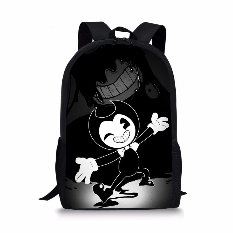 Bendy-Ink-Machine Print Kids School Backpack Cartoon Student School Bag