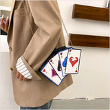 Poker Tower Dollar Cartoon Print Shoulder Bag Chain Messenger Handbag