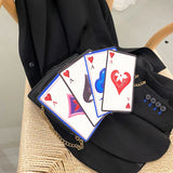 Poker Tower Dollar Cartoon Print Shoulder Bag Chain Messenger Handbag