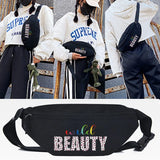 Fun Letters Printing Waist Bag Unisex Functional Chest Bag Mobile Crossbody Bag