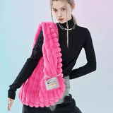 Fluffy Plush Wide Strap Shoulder Bag