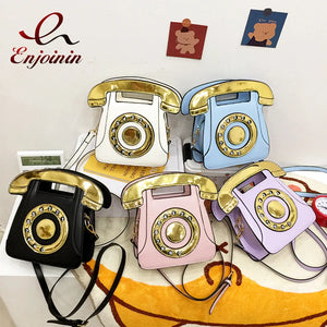 Vintage Telephone Shape Shoulder Bag for Women