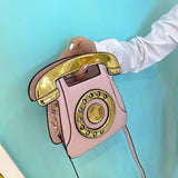 Vintage Telephone Shape Shoulder Bag for Women