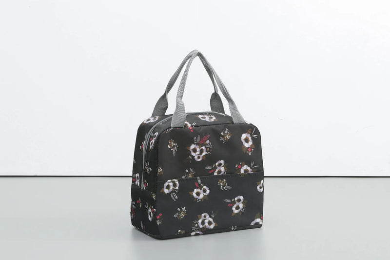 Functional Pattern Cooler Lunch Box Insulated Canvas Lunch Bag
