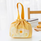 Functional Pattern Cooler Lunch Box Portable Insulated Canvas Lunch Handbag