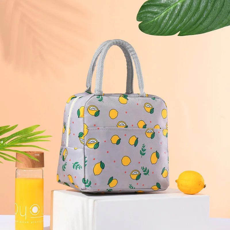 Portable Lunch Box Bag Canvas Outdoor Thermal Food Storage School Lunch Handbag