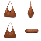 Vintage Patchwork PU Leather Women Bag Shoulder Bags Hobo Handbag Tote