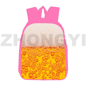 3D Printed Anime Beer Foam Backpack Schoolbag 12/16 Inch Pink Bookbag