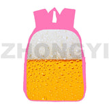 3D Printed Anime Beer Foam Backpack Schoolbag 12/16 Inch Pink Bookbag
