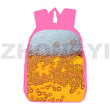 3D Printed Anime Beer Foam Backpack Schoolbag 12/16 Inch Pink Bookbag