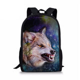 3D Wolf Printing Kids Backpack for Girls Boys Schoolbags