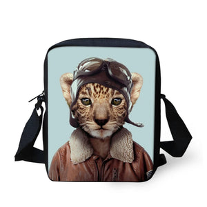 Funny Animal Print Messenger Bag for Students Casual Cross-body Satchel Handbag