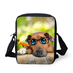 Funny Animals Print Messenger Bag for Students