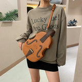 Funny Violin Shape Leather Shoulder Bag for Teenage Girls Backpack