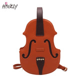 Funny Violin Shape Leather Shoulder Bag for Teenage Girls Backpack