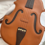 Funny Violin Shape Leather Shoulder Bag for Teenage Girls Backpack