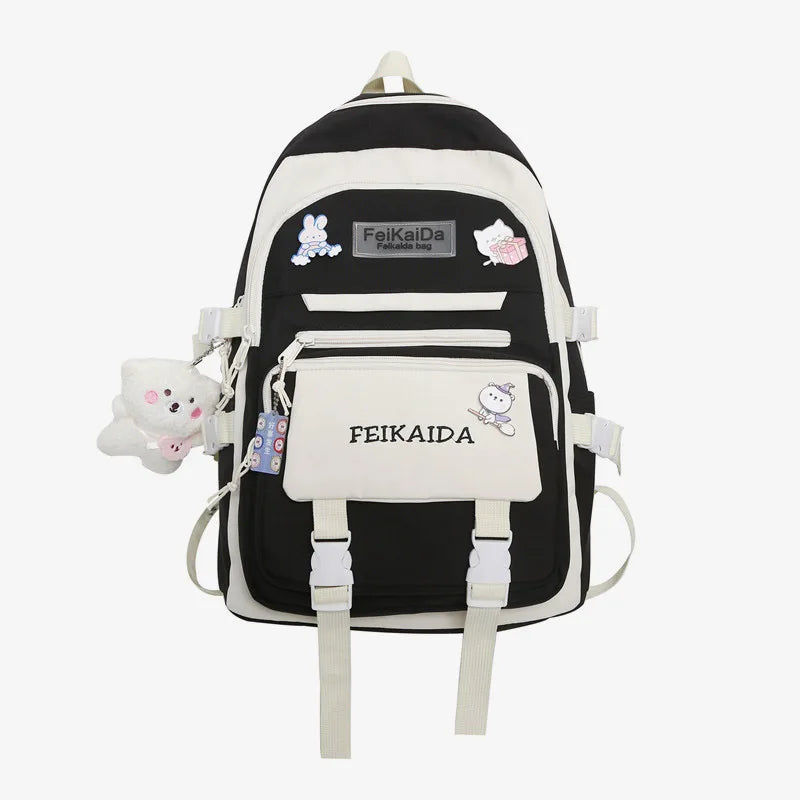 Cartoon Prints Women Backpack Nylon Travel Bag Large Capacity