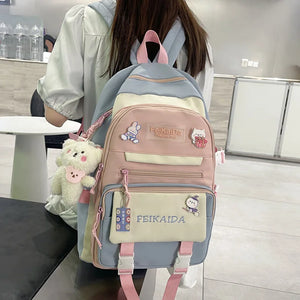 Cartoon Prints Women Backpack Nylon Travel Bag Large Capacity