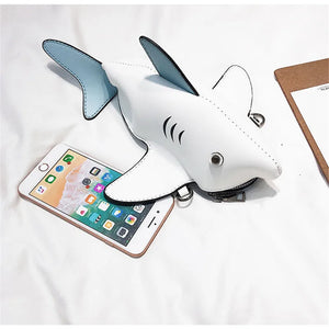 Funny Cartoon Shark Women Shoulder Bag Chain Messenger Bag