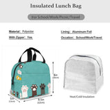 Funny Cats Foots Cooler Bag Portable Zipper Thermal Lunch Box Tote Food Bag