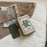 Funny Chinese Mahjong Rich Lucky Shoulder Bag PU Leather Crossbody Handbag Gift