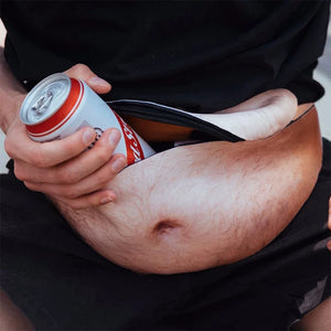 Funny 3D Pockets PU Novelty Men Beer Belly Waist Bag Travel Phone Anti-theft
