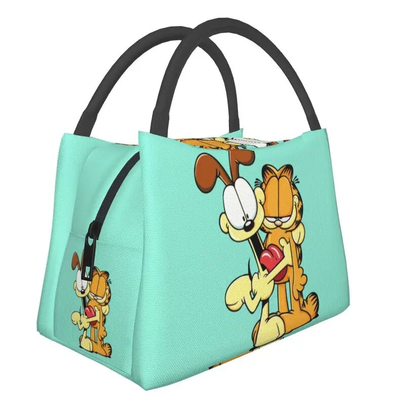 Funny Garfields Reusable Lunch Boxes Women Cartoon Cat Cooler Thermal Insulated