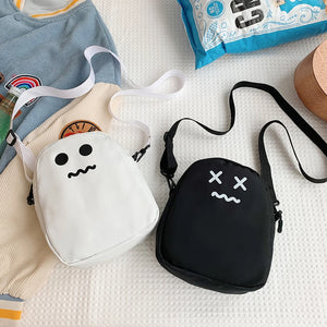 Funny Ghost Face Crossbody Bag Women Girls Nylon Harajuku Shoulder Messenger